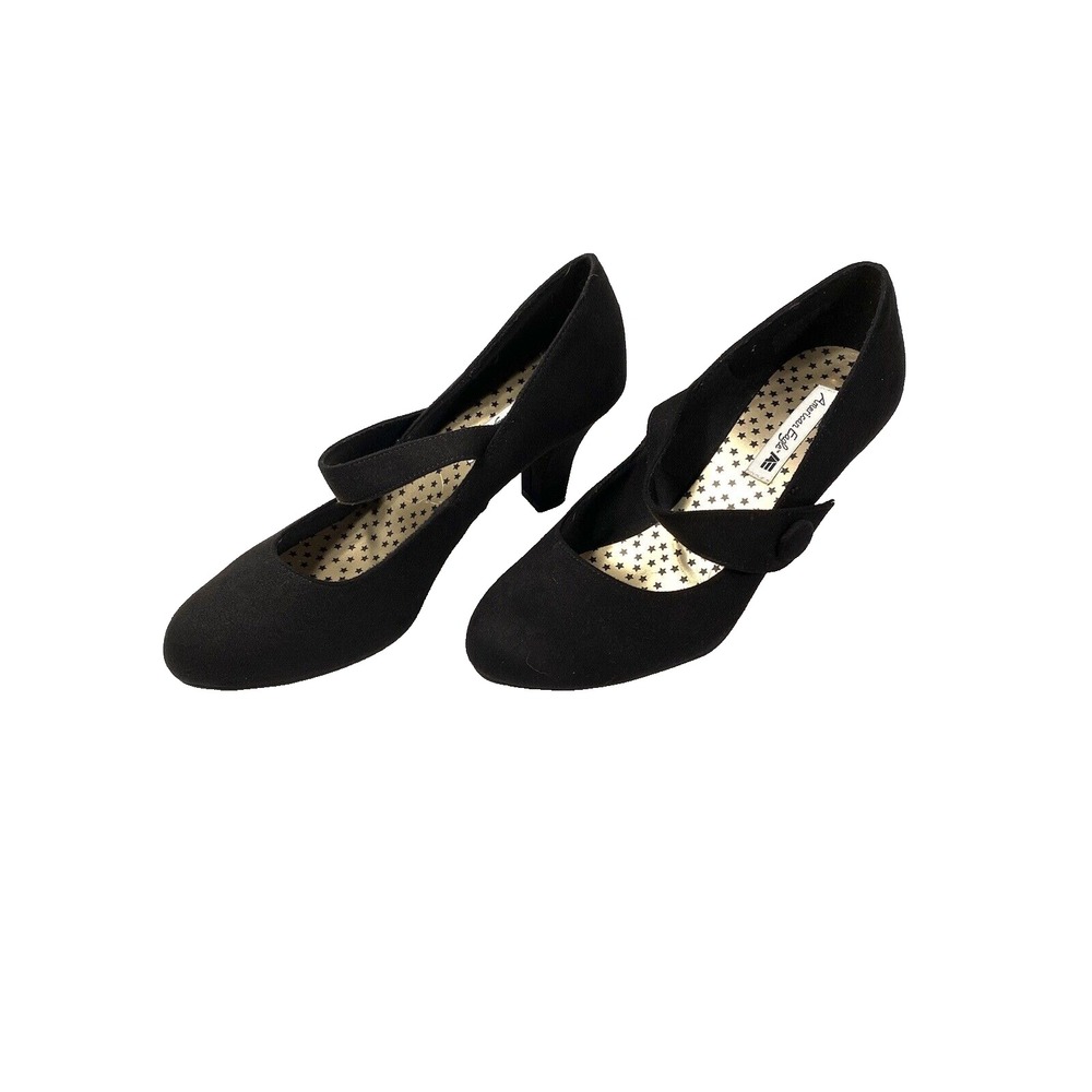 american‎ eagle womens juniors black faux suede heels size 9.5